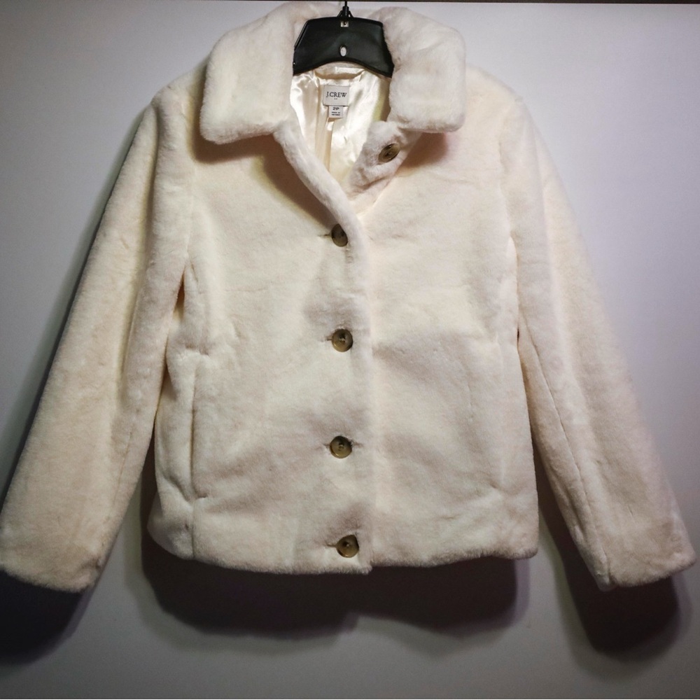 NWT J. Crew Plush Faux Fur Button Front Jacket